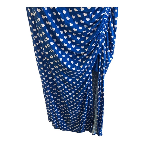 FREE PEOPLE
Lakeside Hearts Print Cutout Rushed Midi Dress In Blue Size XL - Picture 6 of 14